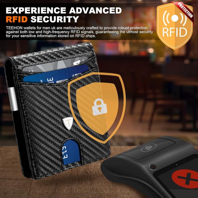 Detalle de TEEHON Mens Wallets Slim RFID Carbon Fiber 11 cards