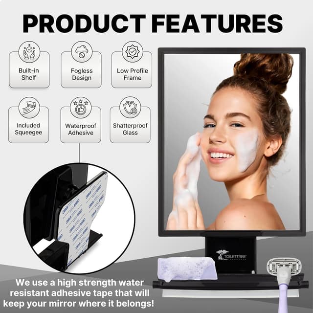 Thumbnail 4 de ToiletTree Fogless Shower Mirror adjustable shaving mirror