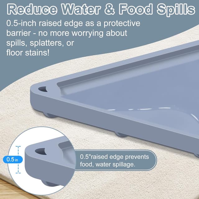Detalle 2 de Gimilife Napfunterlage für Hund & Katze – rutschfeste, wasserdichte Futtermatte mit erhöhtem Rand (53 x 36 cm)