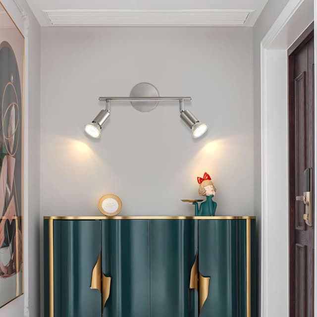 Detalle 2 de Glitzerlife LED Deckenstrahler 2-flammig für Flur mit GU10, schwenkbar 330° (ohne Leuchtmittel) – silber