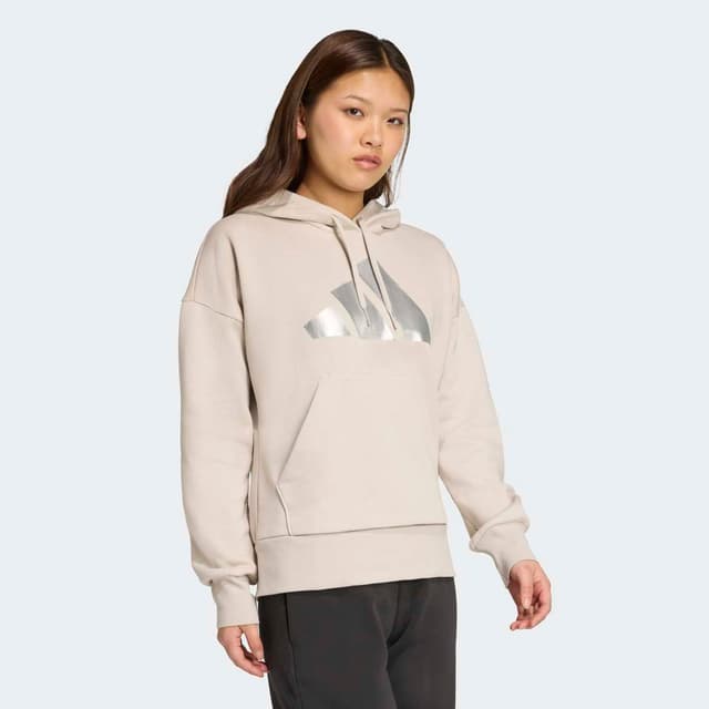 Detalle de Sudadera con capucha adidas Holiday Metallic Graphic para mujer