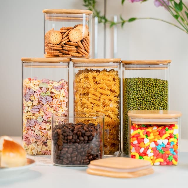 Thumbnail 4 de Glass Storage Jars 50 oz 6-Pack airtight canisters 🍶