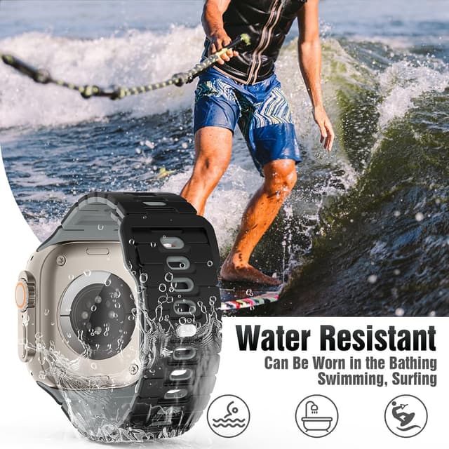 Detalle 2 de TiMOVO Sport silicone strap for Apple Watch (49mm–42mm) in Black & Gray