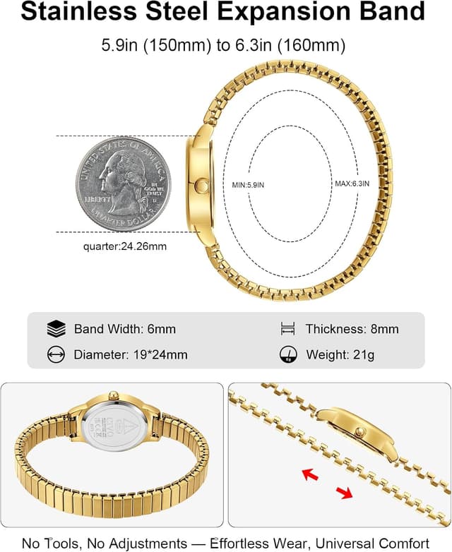 Detalle de CIVO Gold Damenuhr mit 3 ATM Wasserschutz