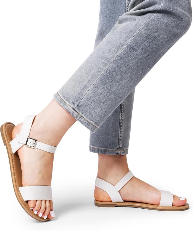 Detalle 2 de DREAM PAIRS Women’s Ankle Strap Flat Sandals with Open Toe and Buckle