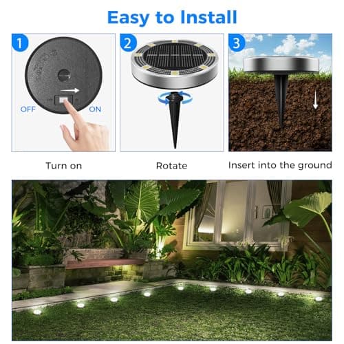 Detalle 2 de Peasur 12 Paquetes Luz solar jardín 8 LED