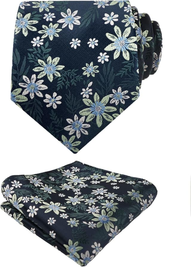 Detalle de Mens floral tie set 8 cm with pocket