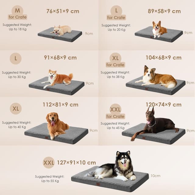 Detalle 2 de EHEYCIGA Orthopedic XXL Dog Bed Mattress with Removable Washable Cover (Grey) 120x74x9cm