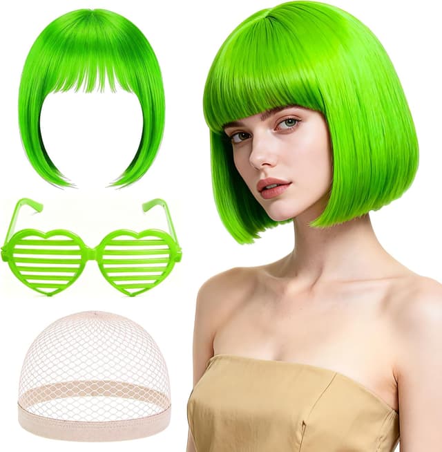 Imagen de Perruque Femme Naturelle Courte Verte đ en OfertitasTOP
