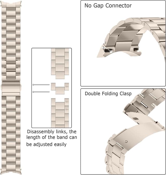 Detalle de Anlinser No Gap Bands 20mm Stainless Steel Metal Strap for Samsung Galaxy Watch (44/40/47/43/45/46/42mm)