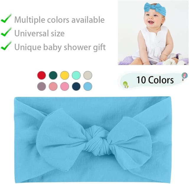 Detalle 2 de Aolso Baby Girl Headbands (10-pack) with bows – newborn to toddler hair accessories