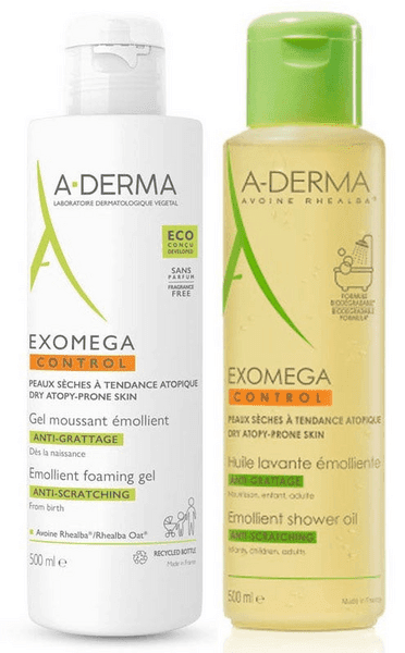 Detalle de A-Derma Exomega Gel Limpiador 500 ml + Aceite Ducha 500 ml
