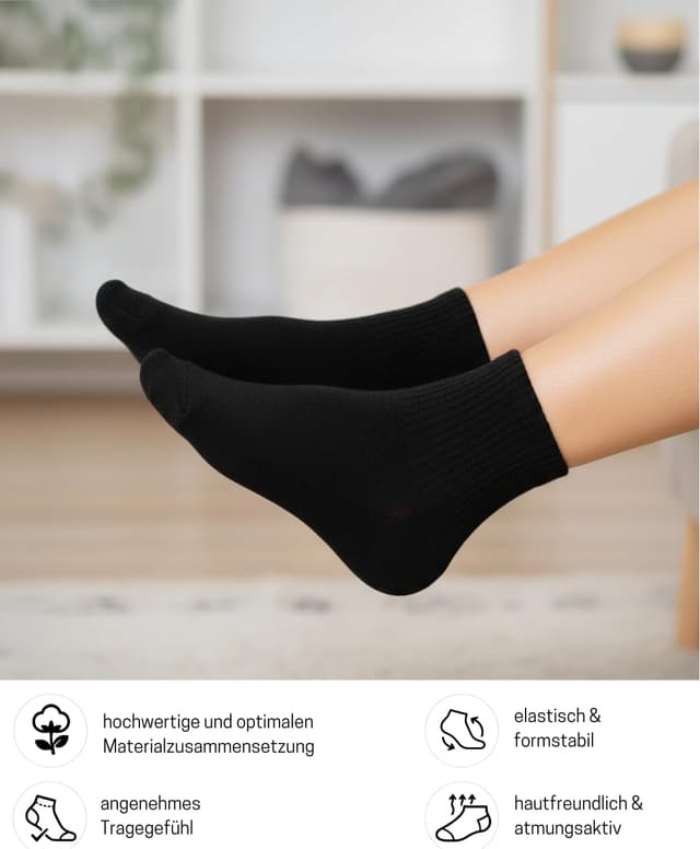 Detalle de Sockenkauf24 10 Paar kurze Sportsocken Quarter & Tennissocken – atmungsaktive Baumwolle