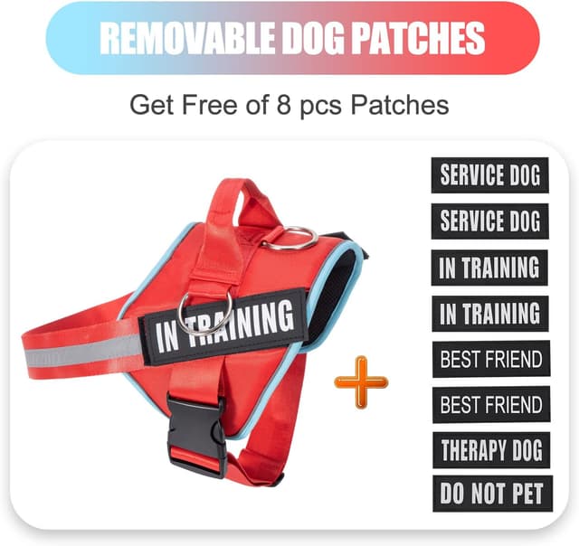 Detalle de 3 Ring No Pull Dog Harness with Reflective Oxford Vest, 3 Leash Clips and Training Patches