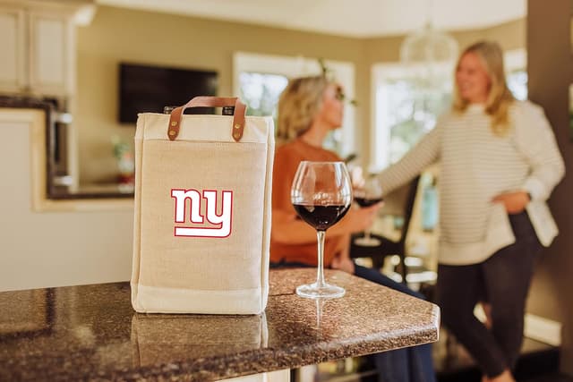 Detalle 2 de Picnic Time NFL Pinot Jute 2-Bottle Insulated Wine Bag (Beige) — Wine Tote Gift Bag