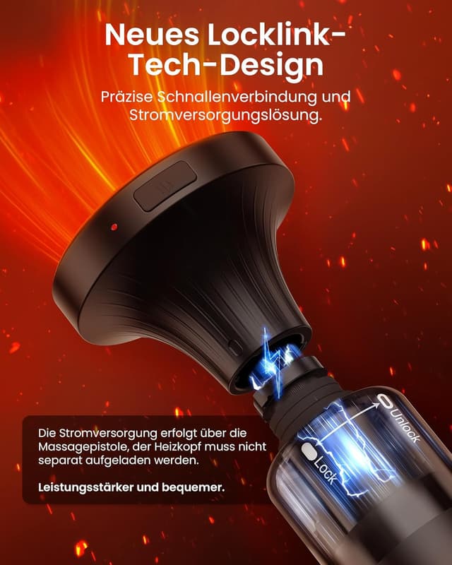 Thumbnail 6 de Napre Massagepistole mit Wärmefunktion & Rotlichttherapie – 32 Geschwindigkeiten, klappbar mit Verlängerung