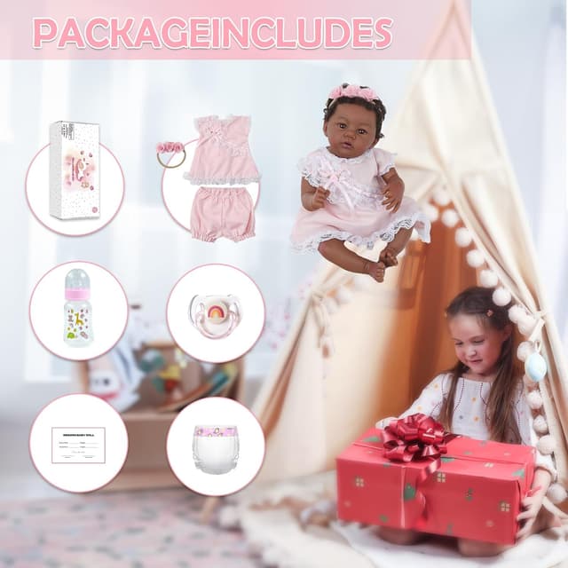 Thumbnail 6 de KSBD Reborn Baby Doll Black Girl 18-Inch