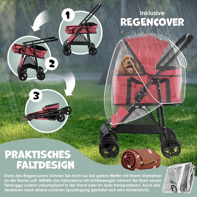 Detalle de LOVPET® Hundewagen 2in1: Hundebuggy & faltbare Hundebox (bis 20 kg) mit 360°-Rädern