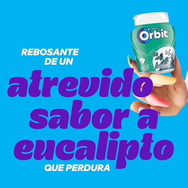 Detalle 2 de Orbit Bote de Chicles Sin Azúcar Eucalipto 🌿 (6x46)