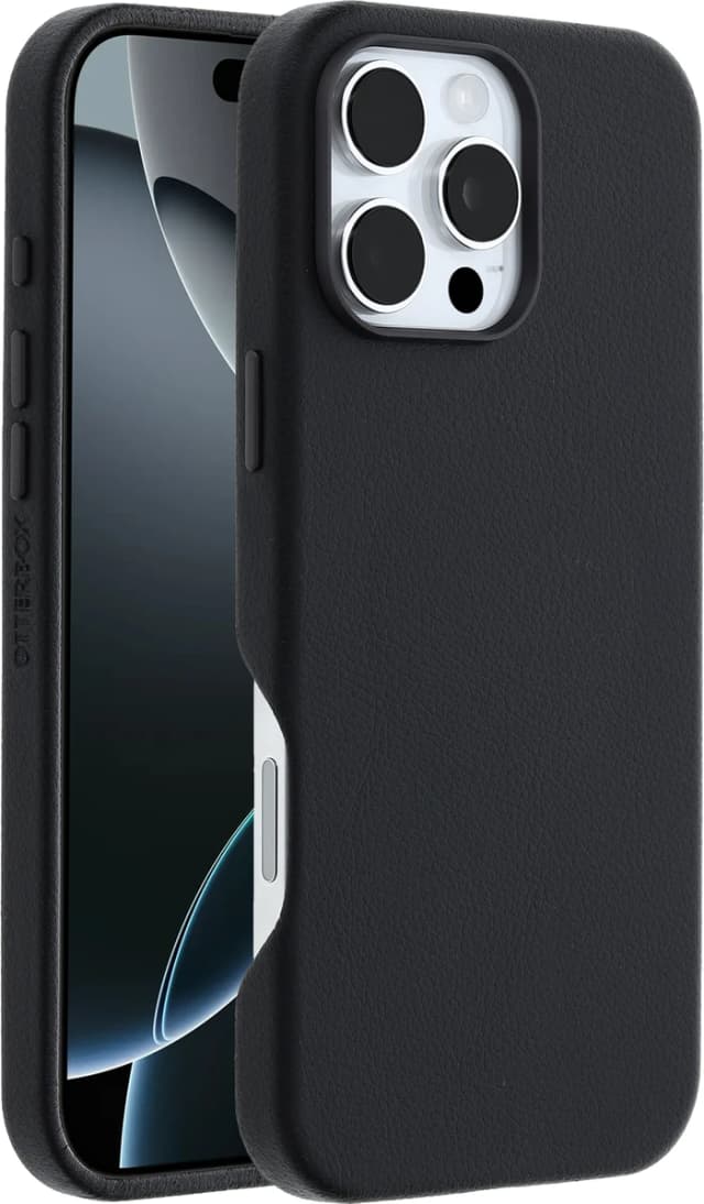 Detalle de OtterBox Symmetry Backcover mit MagSafe für iPhone 16 Pro Max (Leder, Schwarz)