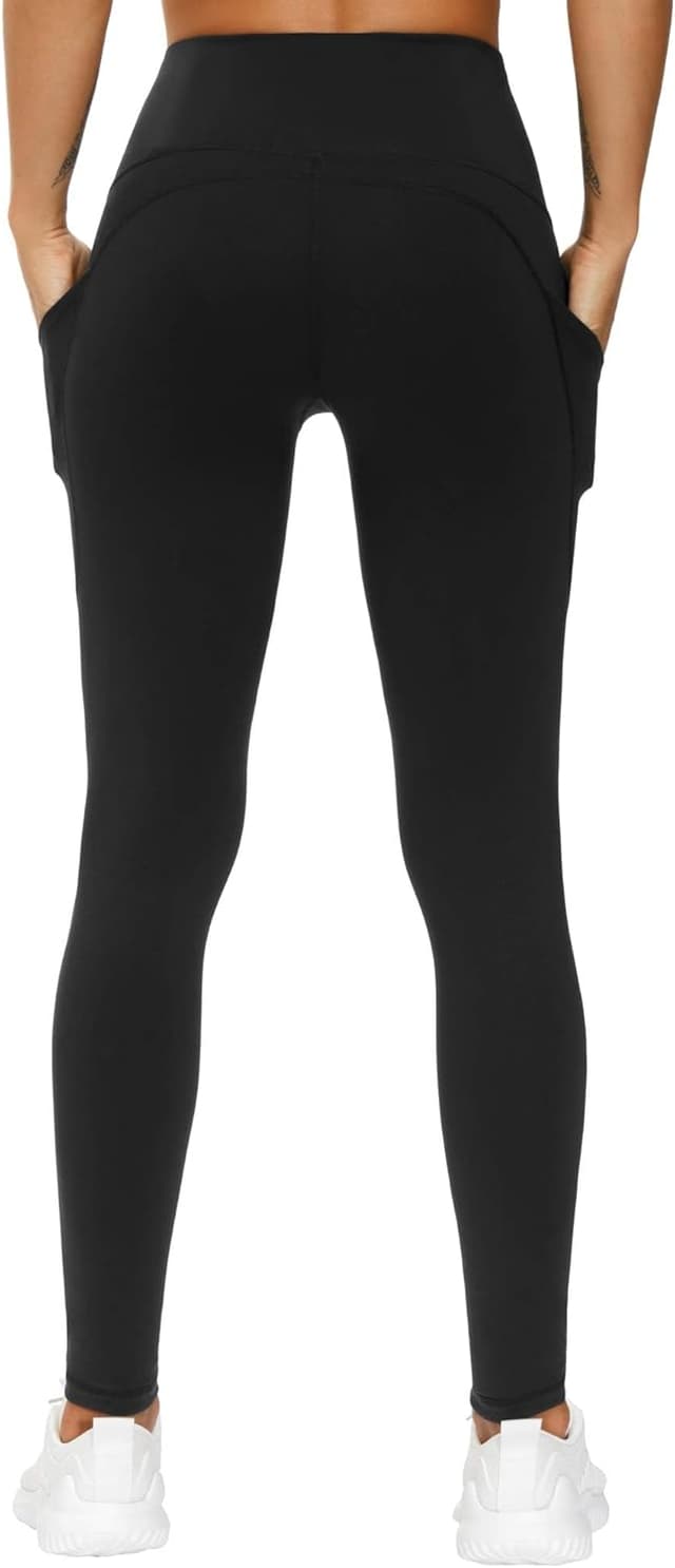 Detalle de THE GYM PEOPLE Damen Sport-Leggings mit High Waist und Taschen – blickdichte Yogahose