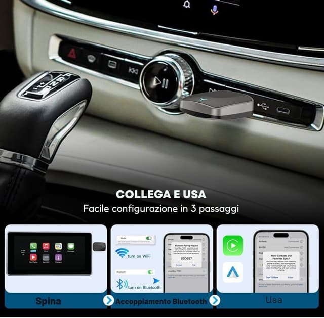 Detalle 1 de LM Wireless CarPlay Android Auto Plug & Play