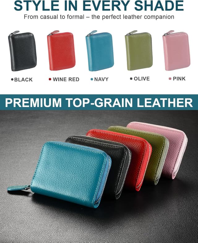 Thumbnail 6 de Jexmigo RFID Blocking Genuine Leather Wallet for Women with 12 Card Slots and YKK Zip Coin Purse
