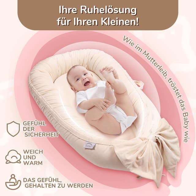 Detalle 1 de EAQ Babynest Nestchen 100 Baumwolle Beige