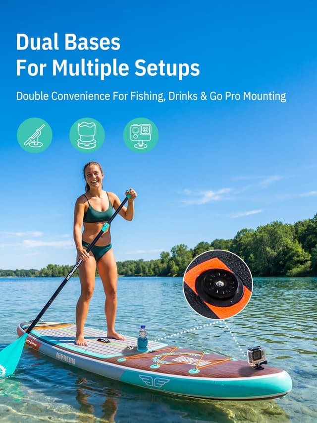 Detalle de Niphean (Extra Large) Inflatable Paddle Board (SUP) for 2+1 People, 500 lbs Capacity with Accessories