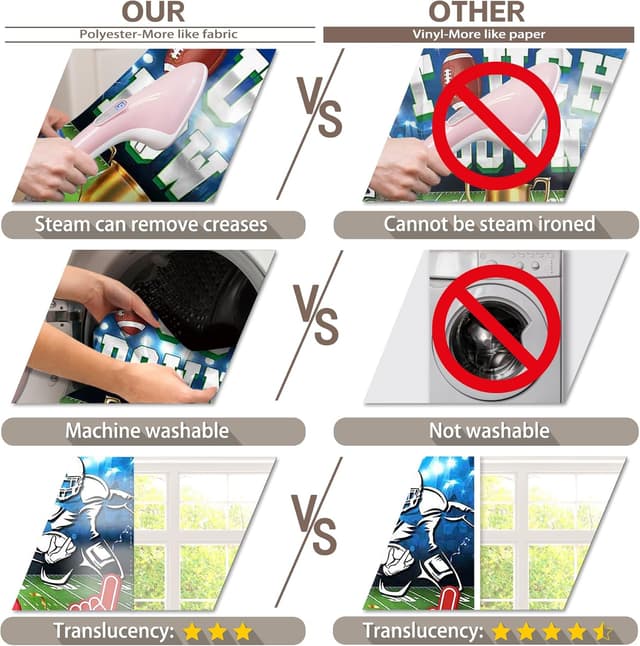 Detalle de Luminora 72x43 inch Rugby Football Theme Backdrop (Red & Blue Helmet) for Parties and Photo Props