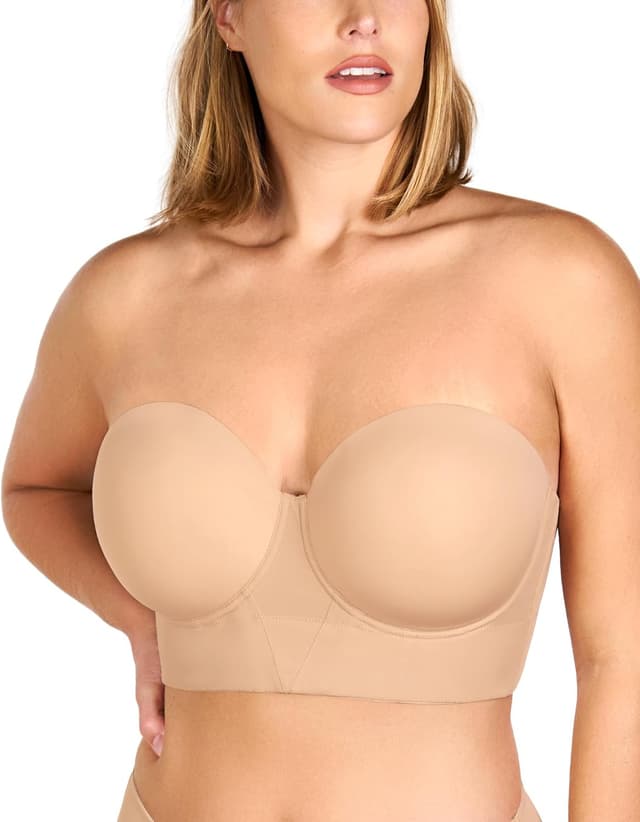 Detalle de HSIA Strapless Longline Corset Bra for Plus Size Curves (Convertible, Minimizer Support)