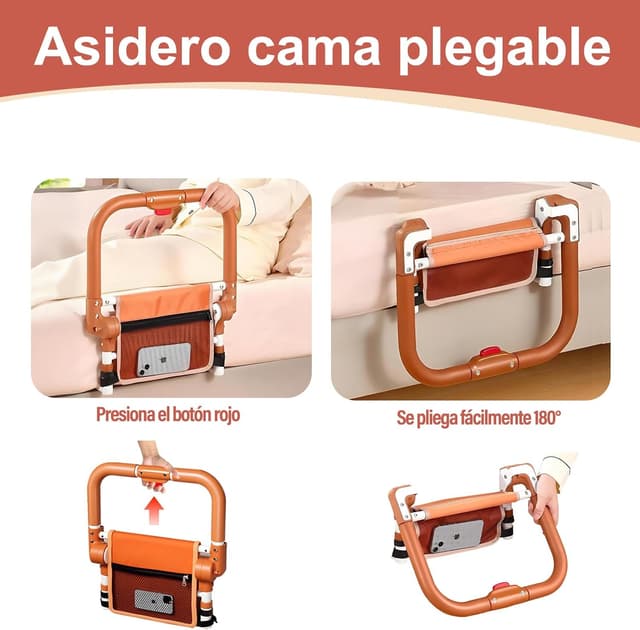 Detalle de Barandilla cama adulto plegable Barandilla Cama 3 alturas seguridad