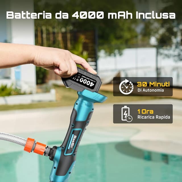 Detalle de Seesii Pompa per acqua senza fili a bastone 21V 4000mAh, 720GPH e sollevamento 32 piedi