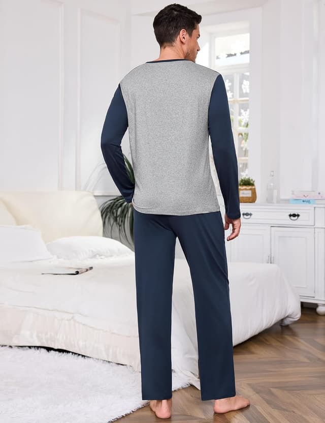 Detalle de Ensemble pyjama homme Terecey 2 pièces manches longues (haut + pantalon) bicolore