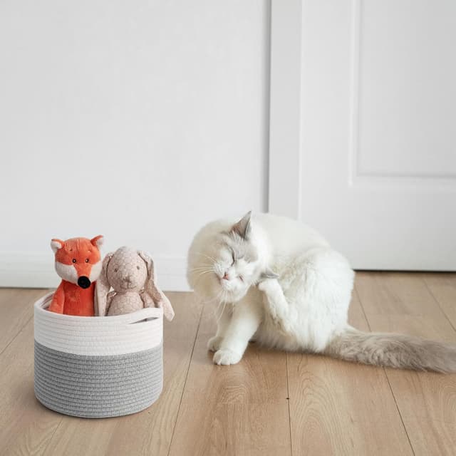 Detalle 1 de TIMEYARD Aufbewahrungskorb Kind Grau Weiß 24x18cm