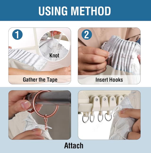 Detalle 2 de BellaHills Blackout Curtains 66 x 90 in Ivory 🪟