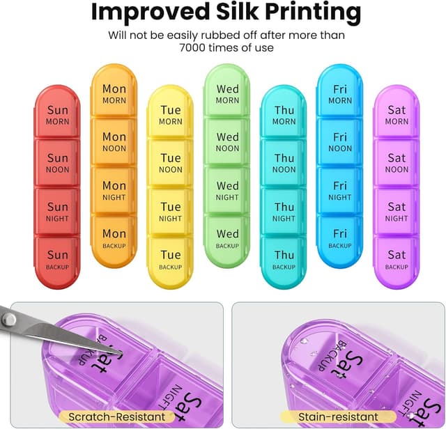 Thumbnail 3 de Betife Weekly Pill Box 7‑Day, 4‑Compartment organiser 💊