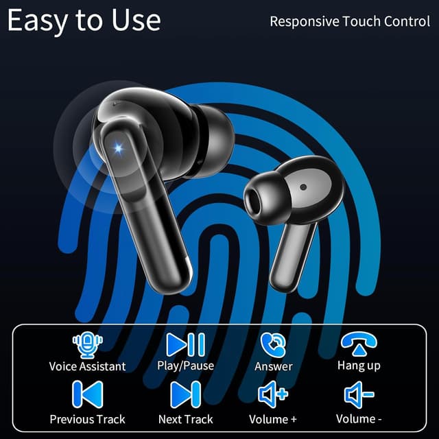 Thumbnail 6 de Wireless Earbuds (Bluetooth 5.4) In-Ear Headphones with 6-Mic ENC, IPX7 and 48H battery – Black