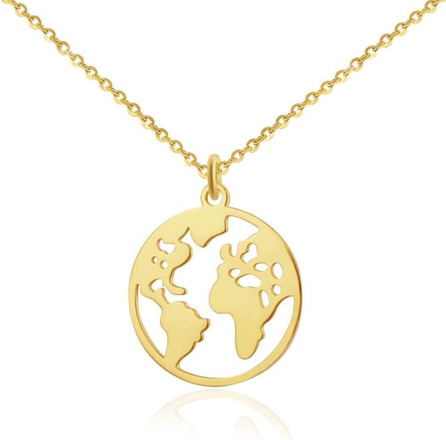 Detalle de GD GOOD.designs EST. 2015 collier globe terrestre pour femme réglable en acier inoxydable, pendentif carte du monde