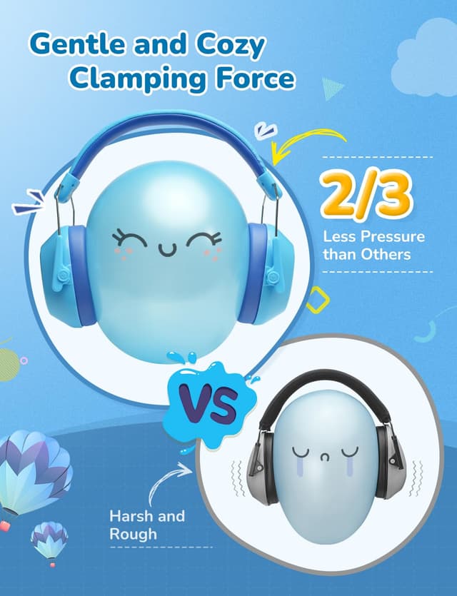 Detalle 2 de iClever iClever Gehörschutz Kinder (SNR 29 dB) – Lärmschutz Kopfhörer für Kinder, blau