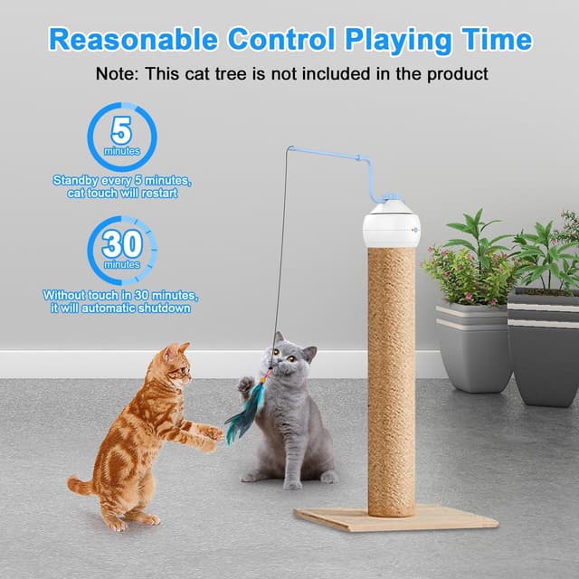 Detalle de Tyasoleil 3 in 1 Smart Interactive Cat Toys Motorised Wand Kit (Blue) for indoor cats