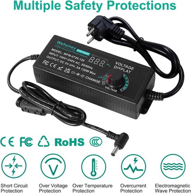 Detalle 2 de 3V-24V 5A 120W Einstellbares Netzadapter 🔌