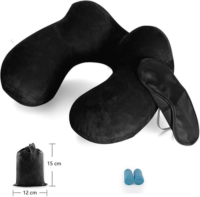 Thumbnail 6 de MOCOCITO 2-Set Reisekissen (aufblasbar) mit waschbarem Kissenbezug, Nackenhörnchen & Augenmaske