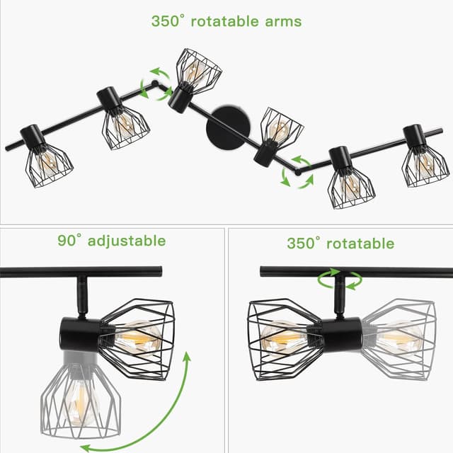 Detalle de Kimjo 6-flammiger LED-Deckenstrahler (E14, schwenkbar) in Schwarz