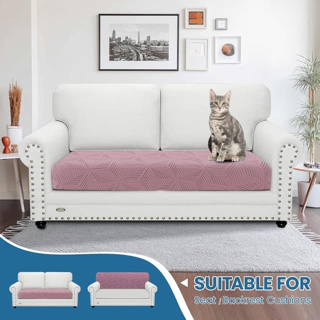 Detalle de Ystyle copricuscini divano elasticizzato universali con protezione antigraffio (2 posti) rosa