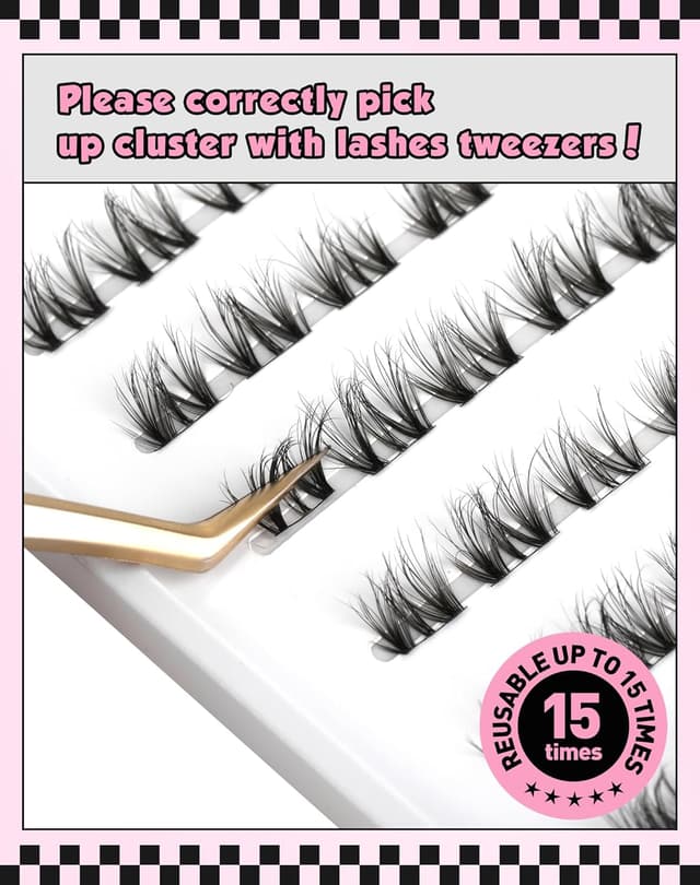 Detalle de Natürliche Cluster-Wimpernverlängerungen Wispy (DIY, 7er-Pack) für einen natürlichen Wimpernlook