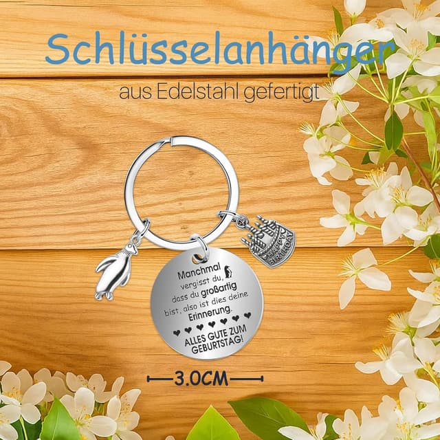 Detalle de Farbeele Fröhlicher Pinguin & Glücksbringer Schlüsselanhänger (Pocket Hug Positive Figur) – Geburtstagsgeschenk