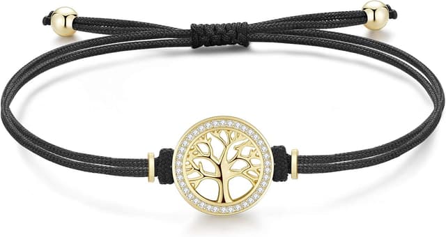 Detalle de Jrêveinfini Lebensbaum-Armband aus Silber 925 (S925) für Damen & Mädchen – personalisierbar, verstellbar mit Geschenkbox