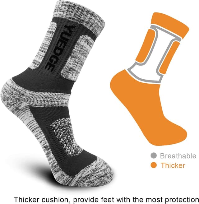 Detalle de YUEDGE Men’s 5 Pairs Athletic Crew Socks – breathable, cushioned and multi-wicking