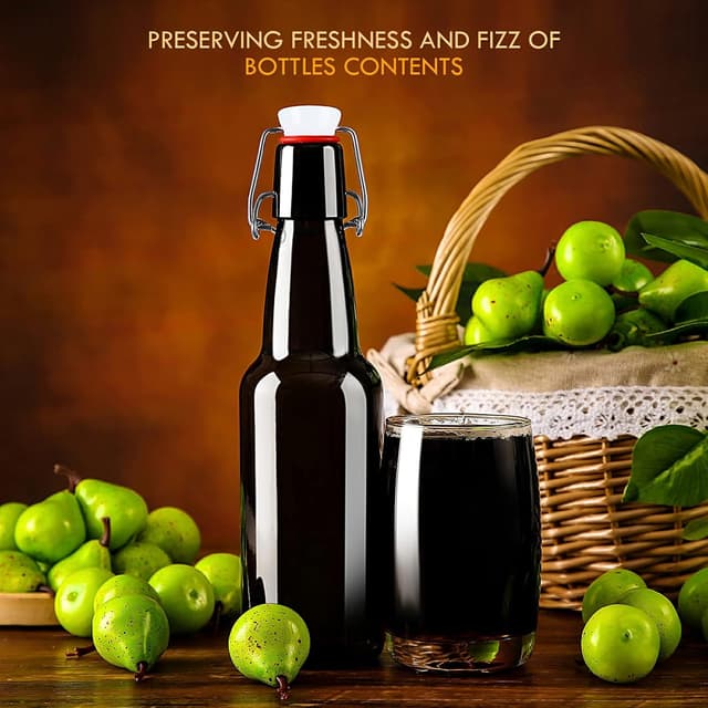 Thumbnail 1 de YEBODA 12 oz Amber Beer Bottles with Flip Caps 🍺